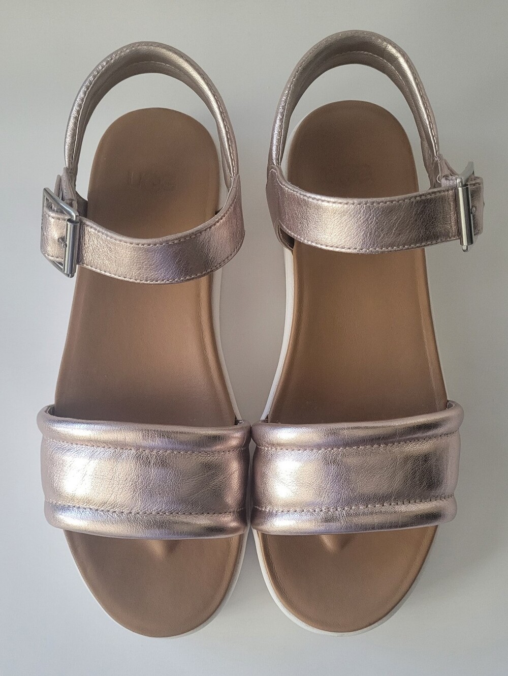 UGG Zayne Metallic Ankle Strap Platform Sandals Size 8